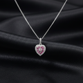 Silver Pink Heart Pendant with Link Chain