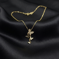 Gold Flutter Cascade Pendant with Link Chain