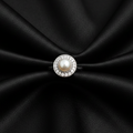 Silver Pearl Halo Adjustable Ring