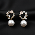 Rose Gold Pearl Drop Heart Earrings