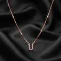 Rose Gold Initial U Pendant with Link Chain
