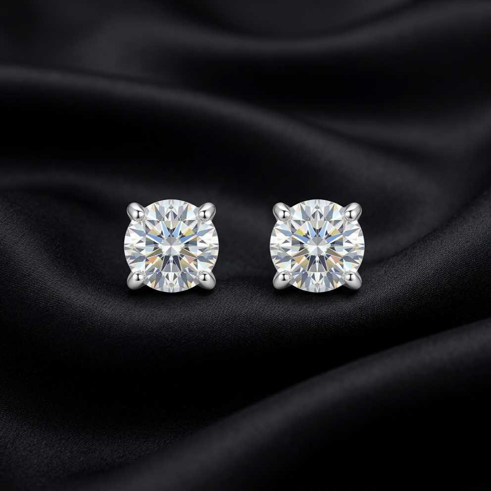 Silver Celeste Solitaire Stud Earrings