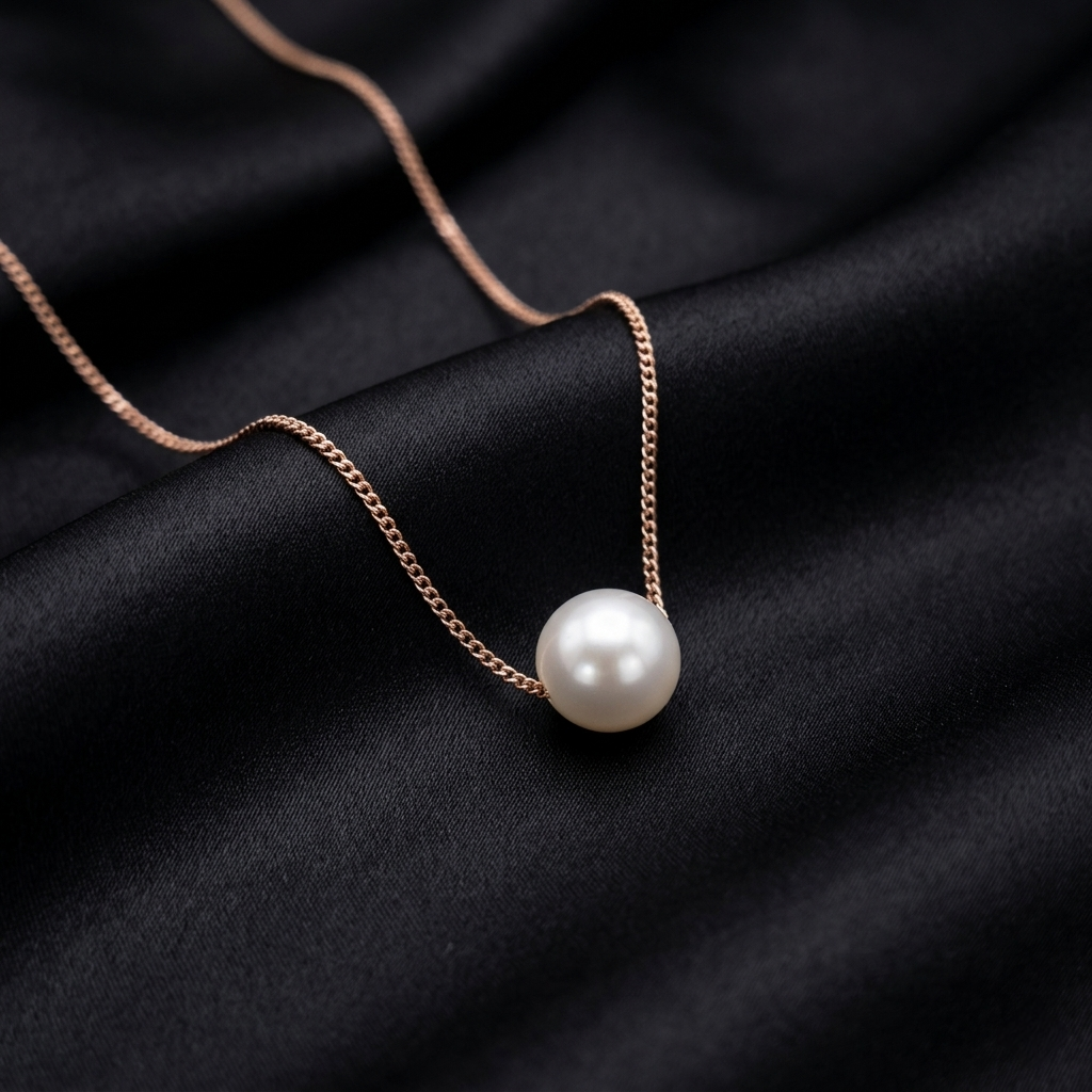 Rose Gold Celeste Pearl Pendant with Link Chain