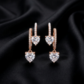 Rose Gold Amara Heart Trio Drop Earrings