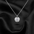 Silver Aura Solitaire Pendant with Link Chain