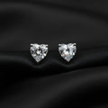 Heart Cut Solitaire Silver Stud Earrings