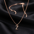 Rose Gold Initial Z Pendant with Link Chain