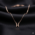 Rose Gold Initial H Pendant with Link Chain