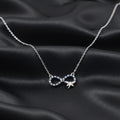 Silver Infinity Blue Zircon Pendant Necklace