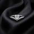 Silver Heart Solitaire Adjustable Ring