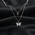 Silver Layered Butterfly Pendant with Link Chain