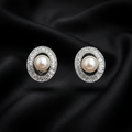 Silver Aurelia Pearl Halo Stud Earrings