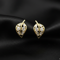 Gold Zircon Leaf Stud Earrings