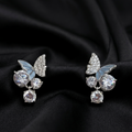 Silver Azure Flutter Zircon Drop Earrings