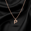 Rose Gold Initial P Pendant with Link Chain