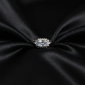 Silver Emerald Cut Halo Adjustable Ring