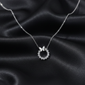 Silver Butterfly Circle Zircon Pendant Necklace