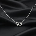 Silver Double Heart Zircon Pendant Necklace