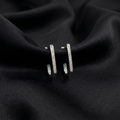 Silver Linear Luxe Hoop Earrings