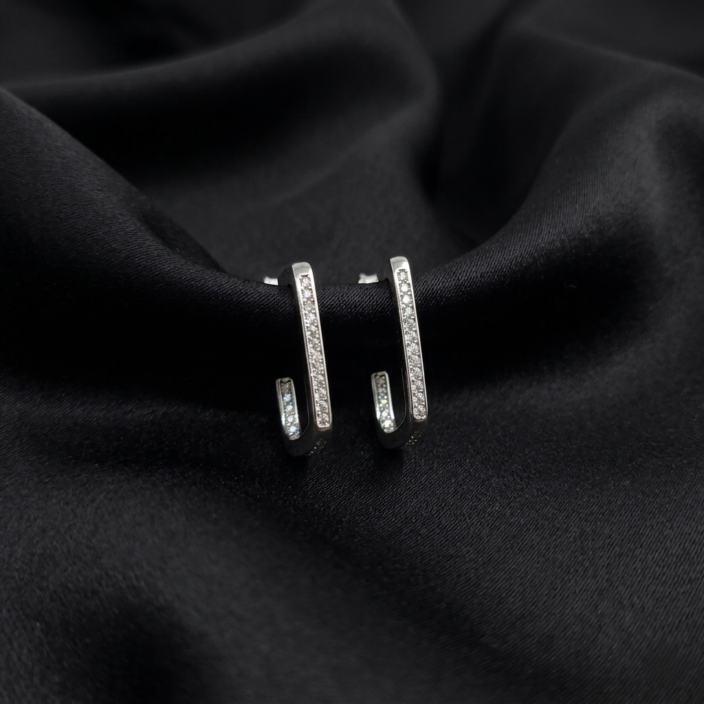 Silver Linear Luxe Hoop Earrings