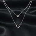 Silver Layered Heart Pendant Necklace