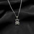 Silver Teddy Heart Zircon Pendant with Link Chain
