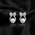 Pearl Bow Stud Earrings