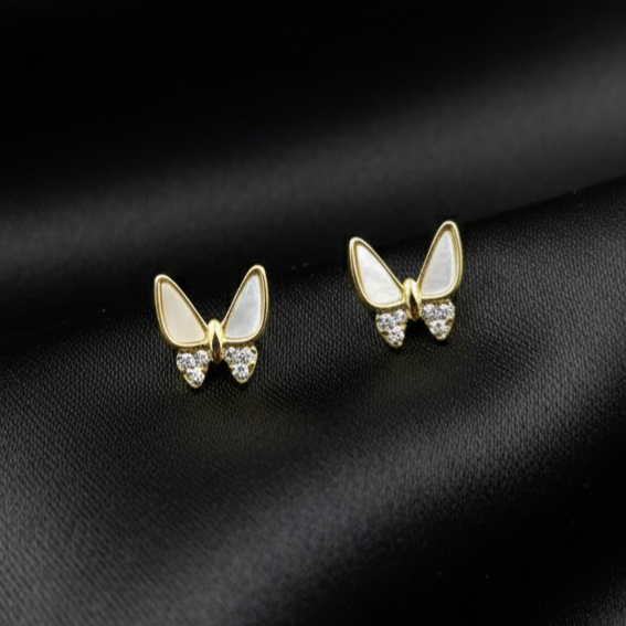 Golden Minimal Butterfly Stud Earrings
