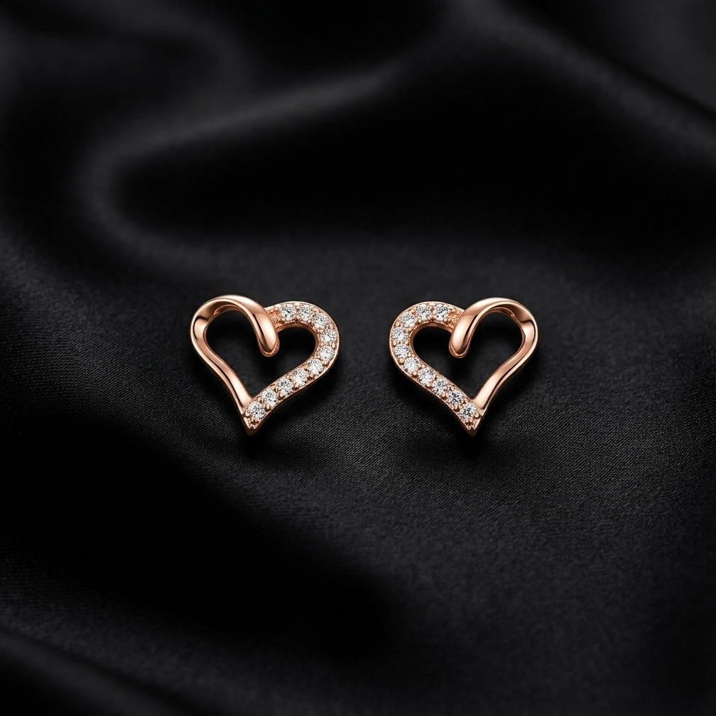 Rose Gold Amora Glow Heart Stud Earrings