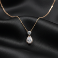 Rose Gold Teardrop Zircon Pendant with Link Chain