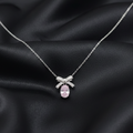 Silver Pink Zircon Bow Pendant Necklace