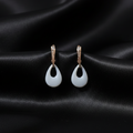 Rose Gold Elegant White Teardrop Dangle Earrings