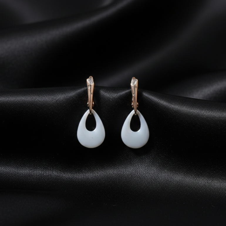 Elegant White Teardrop Dangle Earrings