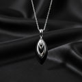 Silver Black Layered Drop Pendant with Link Chain