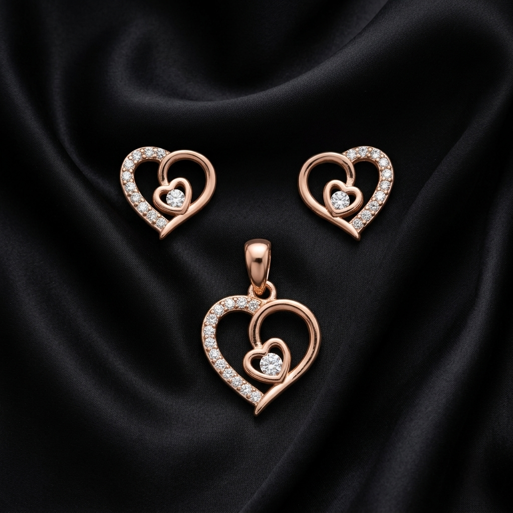 Rosegold Eternal Heart Jewellery Set