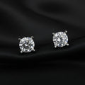 Round Cut Silver Solitaire Stud Earrings
