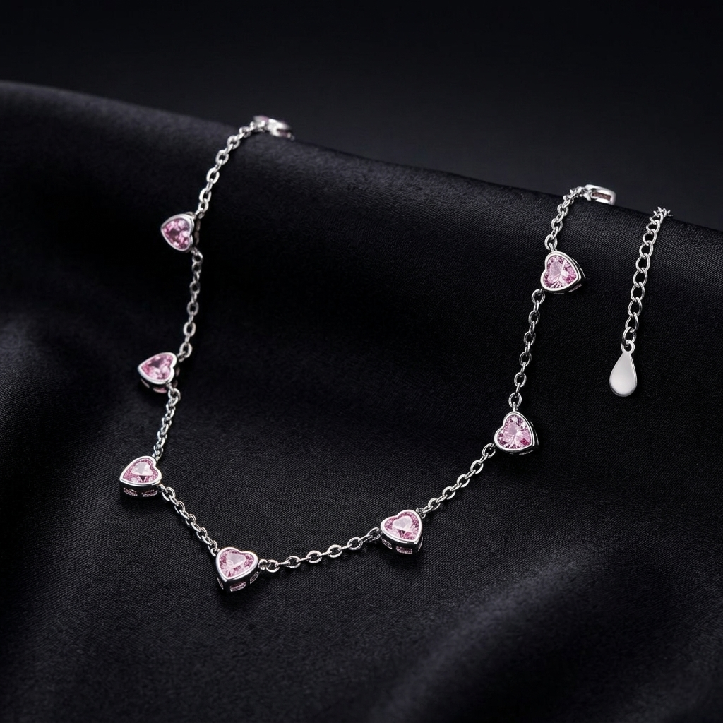 Silver Roselle Heart Necklace