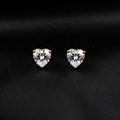 Golden Zircon Heart Stud Earrings