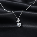 Silver Zircon Solitaire Drop Pendant with Link Chain
