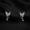Silver Celestia Drop Butterfly Earrings