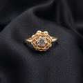 Rose Gold Floral Solitaire Adjustable Ring