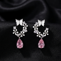Silver Roselle Bloom Drop Butterfly Earrings