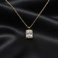 Golden Radiance Emerald-Cut Zircon Pendant with Link Chain