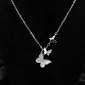 Silver Flutter Butterfly Zircon Pendant Necklace