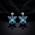 Silver Ocean Butterfly Drop Earrings