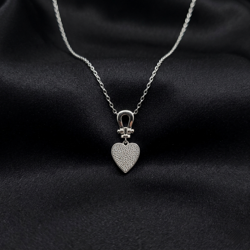 Silver Eternal Heart Link Chain Pendant