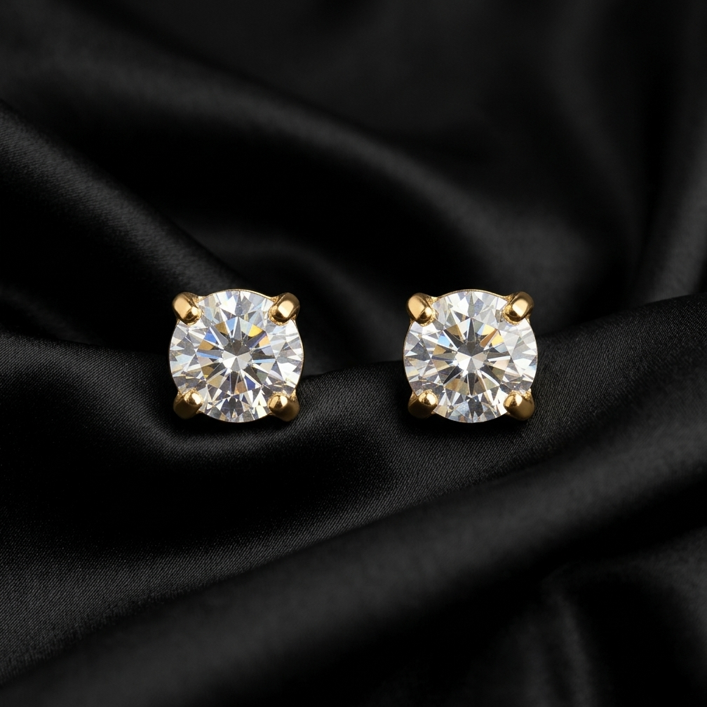 Rose Gold Celeste Solitaire Stud Earrings