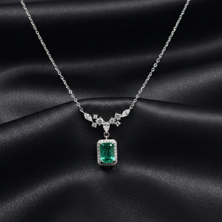 Emerald Radiance Drop Necklace