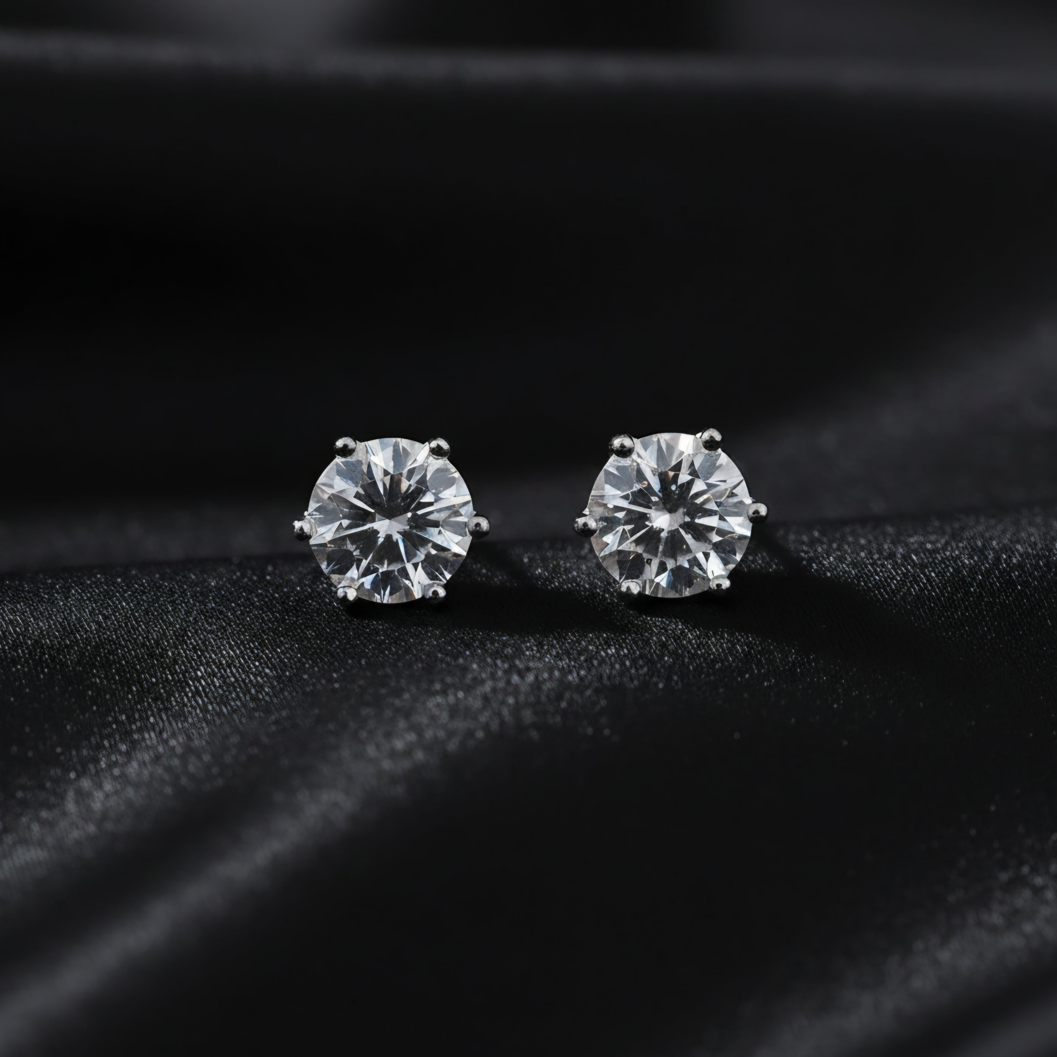 Classic Solitaire Silver Stud Earrings