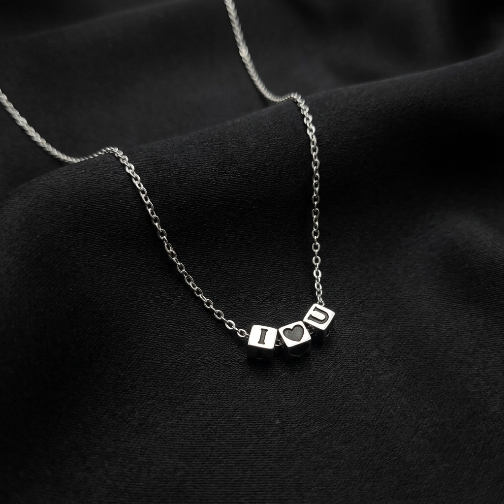 Silver I Love U Pendant Necklace